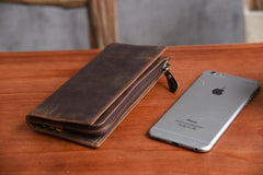 Handmade Leather Mens Cool Long Leather Wallet Cards Clutch Wallet for Men - iwalletsmen