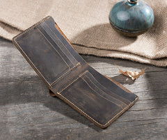 Handmade Leather Mens Cool Slim Leather Wallet Men Small Wallets Bifold for Men