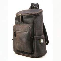 Genuine Leather Mens Cool Backpack Sling Bag Large Coffee Travel Bag Hiking Bag for men