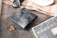 Handmade Leather Mens Cool Slim Leather Wallet Men Small Wallets Bifold for Men