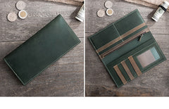 Handmade Leather Mens Clutch Wallet Cool Leather Wallet Long Phone Wallets for Men