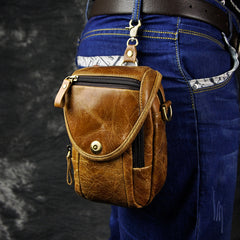 Leather Belt Pouch Mens Small Cases Waist Bag Hip Pack Belt Bag Fanny Pack Bumbag for Men