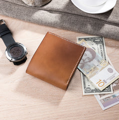 Handmade Leather Mens Cool Slim Leather Wallet Men Small Wallets Bifold for Men