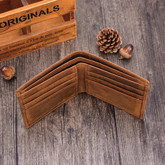 Handmade Leather Mens Cool Slim Leather Wallet Card Wallet Holders Men Small Wallets Bifold for Men
