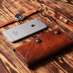 Handmade Mens Cool Leather Chain Wallet Biker Trucker Wallet with Chain for Men - iwalletsmen