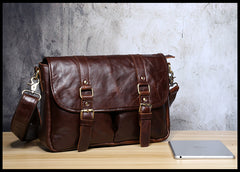 Genuine Leather Mens Cool Messenger Bag Chest Bag Bike Bag Cycling Bag for men