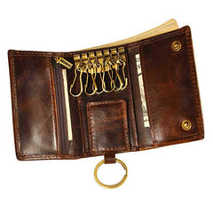 Handmade Leather Mens Cool Key Wallet Change Coin Wallet Key Holder Case Card Wallet for Men