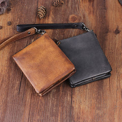 Handmade Leather Mens Chain Biker Wallet Cool Leather Wallet Wrist Wallets for Men