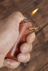 Cool Mens Leather disposable Lighter Case with Loop lighter Holder with clips - iwalletsmen