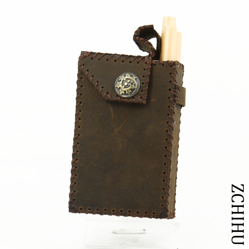 Cool Handmade Leather Mens Vintage Coffee Cigarette Holder Case for Men - iwalletsmen