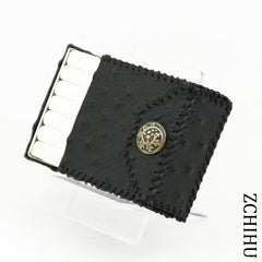 Cool Handmade Leather Mens Black Engraved Cigarette Holder Case for Men - iwalletsmen