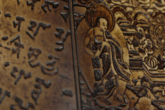 Handmade Leather Tooled Shakya Muni Buddhism Mens Long Wallet Cool Leather Wallet Clutch Wallet for Men