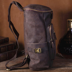 Genuine Leather Mens Cool Backpack Sling Bag Large Coffee Travel Bag Hiking Bag for men