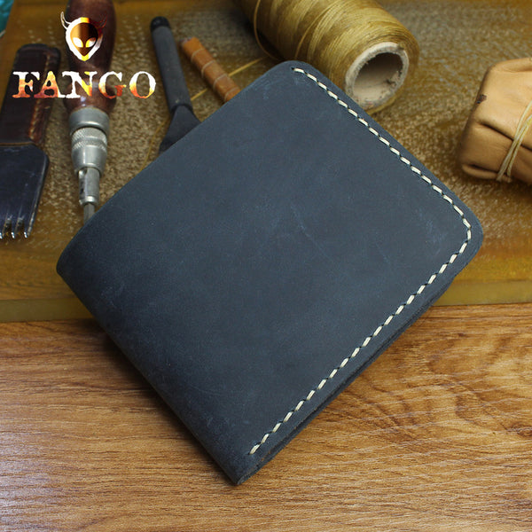 Handmade Leather Mens Cool Slim Leather Wallet Men billfold Wallets Bifold for Men