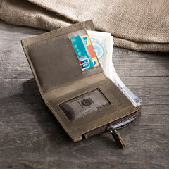 Handmade Leather Mens Cool Slim Leather Wallet Men Small Wallets Bifold for Men