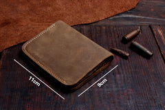 Handmade Leather Mens Cool Slim Leather Wallet Men Small Wallets Bifold for Men