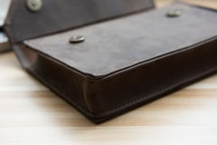 Handmade Leather Mens Clutch Cool Large Wallet Clutch Wristlet Wallet for Men