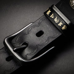 Handmade Genuine Leather Mens Belt Custom Cool Leather Men Black Belt for Men
