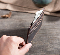 Handmade Leather Mens Cool billfold Wallet Card Holder Small Card Slim Wallets for Men - iwalletsmen