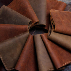 Handmade Leather Mens Cool Slim Leather Wallet Men Small Wallets Bifold for Men