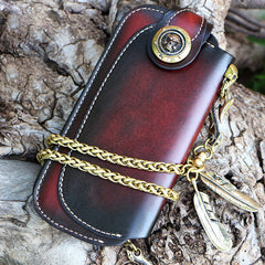 Handmade Mens Cool Leather Chain Wallet Biker Trucker Wallet with Chain