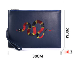 Handmade Leather Mens Clutch Snake Cool Slim Wallet Zipper Clutch Wristlet Wallet for Men - iwalletsmen