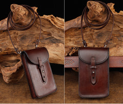 Cool Leather Mens Biker Cell Phone Holster Belt Pouch Side Bag Shoulder Bag for Men - iwalletsmen