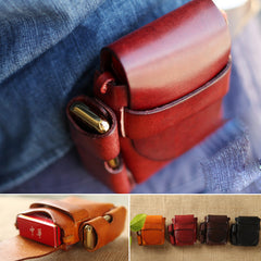 Handmade Brown Leather Mens Cigarette Case Cigarette Holder Belt Pouch with Belt Loop for Men - iwalletsmen
