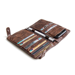 Genuine Leather Mens Cool billfold Leather Wallet Men Cards Wallets Bifold for Men