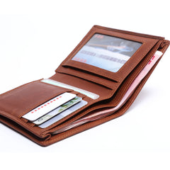 Genuine Leather Mens Cool Slim Leather Wallet Men Small Wallets Bifold for Men