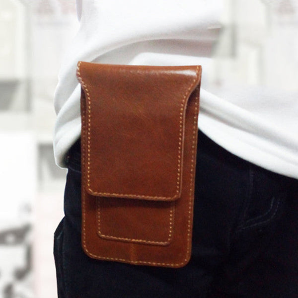 Cool Slim Mens Leather Cell Phone Holsters Belt Pouch Waist Bag for Men - iwalletsmen