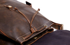 Handmade Leather Mens Cool Backpack Sling Bag Large Black Travel Bag Hiking Bag for men