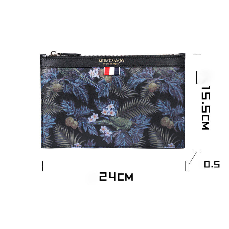 Handmade Leather Mens Clutch Parrots Cool Slim Wallet Zipper Clutch Wristlet Wallet for Men - iwalletsmen