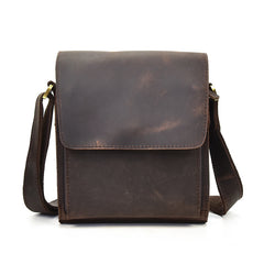 Genuine Leather Mens Messenger Bag Vertical iPad Shoulder Bag For Men