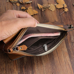 Handmade Mens Cool Long Leather Chain Wallet Cards Biker Trucker Wristlet Wallet - iwalletsmen