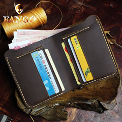 Handmade Leather Mens Cool Slim Leather Wallet Men billfold Wallets Bifold for Men