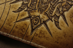 Handmade Leather Tooled Diablo3 Mens billfold Wallet Cool Leather Wallet Slim Wallet for Men