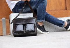 Handmade Leather Mens Cool Messenger Bag Chest Bag Bike Bag Cycling Bag for men