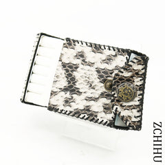 Cool Handmade Leather Snake Mens White Engraved Cigarette Holder Case for Men - iwalletsmen