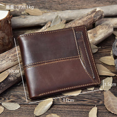 Handmade Leather Mens Cool Slim Leather Wallet Card Wallet Holders Men Small Wallets Bifold for Men