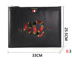 Handmade Leather Mens Clutch Snake Cool Slim Wallet Zipper Clutch Wristlet Wallet for Men - iwalletsmen