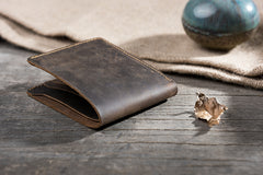 Handmade Leather Mens Cool Slim Leather Wallet Men Small Wallets Bifold for Men
