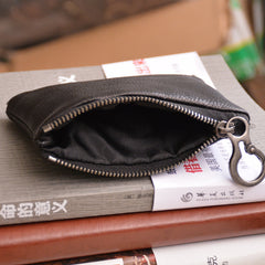 Black Mens Leather Slim Zipper Wallet billfold Wallet Coin Wallet Change Pouch For Men - iwalletsmen
