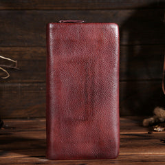 Handmade Leather Mens Clutch Wallet Cool Leather Wallet Long Phone Wallets for Men