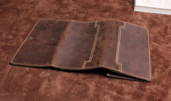 Handmade Leather Mens Wallet Cool Long Leather Wallet Clutch Wristlet Wallet for Men