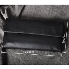 Handmade Leather Mens Cool Long Leather Wallet Trifold Clutch Wallet for Men