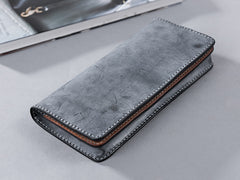 Handmade Leather Mens Clutch Wallet Cool Leather Wallet Long Phone Wallets for Men