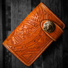 Handmade Leather Skull Indian Chief Tooled Mens billfold Wallet Cool Chain Wallet Biker Wallet for Men