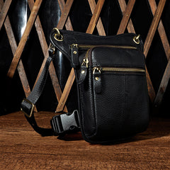Biker Mens Leather Drop Leg Bag Waist Bag Side Bags Belt Pouch Pack for Men - iwalletsmen