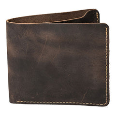 Handmade Leather Mens Cool Slim Leather Wallet Men Small Wallets Bifold for Men